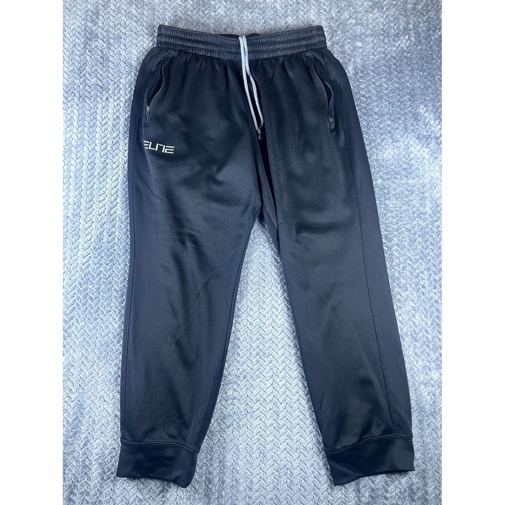 Nike Elite Jogger Pants Mens L Black Dri Fit Mid Rise Drawstring Waist Tapered